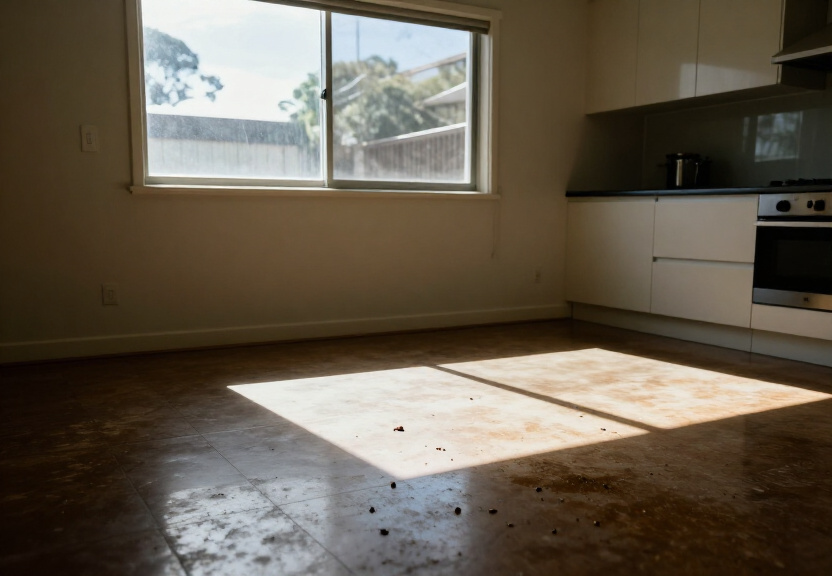 Rodent droppings and damage in a Birrong garage before treatment